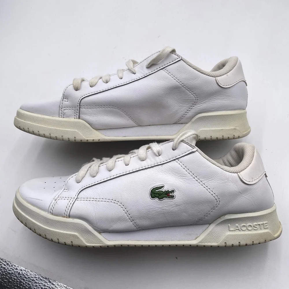 Lacoste Twin‎ Serve 0721 2 SMA Sneakers Mens 9 White Leather Court Shoes VGC